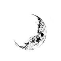 a black and white drawing of a half moon on a white background with space for text