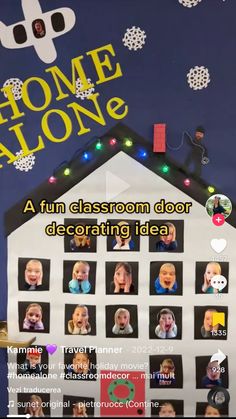 the front cover of a classroom door decorated for christmas