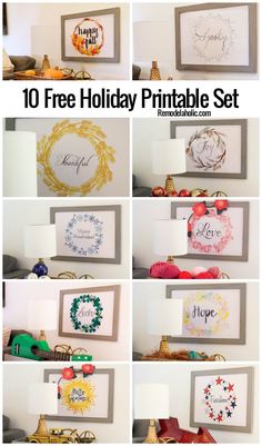 a collage of different pictures with the words free holiday printable set on them