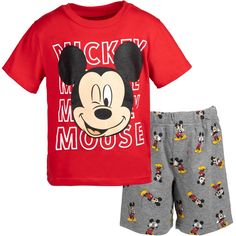 Get ready for a day filled with Disney magic in this stylish Mickey Mouse outfit! This cute and comfy short sleeve shirt and shorts set features vibrant Mickey Mouse artwork your kid will be excited to wear! Made of a soft and lightweight material for lasting comfort, this cool Mickey Mouse set is perfect for all day adventure and play! Terry Shorts Outfit, Mickey Mouse Outfit, Mouse Outfit, Baby Boy T Shirt, Stylish Shorts, Mickey Mouse T Shirt, Infant Boys, French Terry Shorts, Baby Mouse