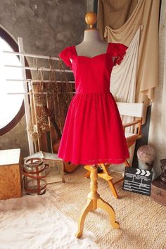 "*DHL shipping upgrade is available at check out process. Shipping part by DHL will take 3-6 days only. Production time may take around 2-3 weeks. If this is in rush you can convo us to make it sooner.:) A hot scarlet red color dress will make all eyes on you. The eyelet lace is pretty detail. Perfect on all occasion day sundress, semi formal party and bridesmaid DESIGN✄: -Ruffle straps design. -Sweetheart bust line. -Gathered full skirt shape. -Fully Lining. -Longer length (requestable) please Red Mini Dress With Ruffles And Fitted Bodice, Red Dresses With Fitted Bodice For Dressmaking, Fitted Dress With Sweetheart Neckline For Valentine's Day, Fitted Mini Dress For Valentine's Day, Red Square Neck Dress For Wedding, Red Square Neck Wedding Dress, Red Knee-length Bridesmaid Dress, Red Spring Dress With Heart-shaped Neckline, Red Sweetheart Neckline Dress For Valentine's Day