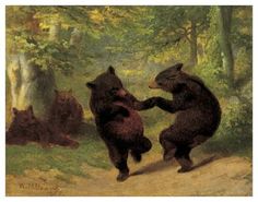 'Dancing Bears' Art Print - William Holbrook Beard | Art.com Bear Paintings, Dancing Bears, Framed Oil Painting, Bear Art, Animal Wall Art, Cabin Decor, Pillow Art, 그림 그리기, Black Green