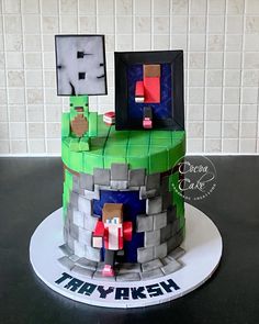 a cake made to look like an old school video game