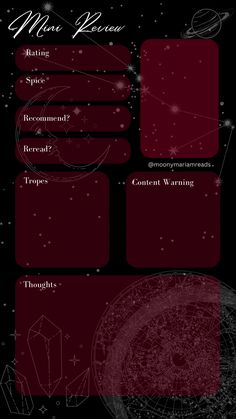 a black and red space map with stars, planets, and other things on it