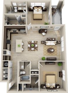 the floor plan of a two bedroom apartment with living room, dining area and kitchen