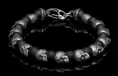 Mens Designer Jewelry, Functional Jewelry, Skull Beads, William Henry, Black Bracelet, Style Rock, Rock Chic, Skull Bracelet