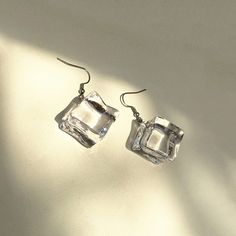 Free shipping Worldwide Clear Crystal Earrings For Pierced Ears, Modern Clear Dangle Earrings, Trendy Handmade Clear Jewelry, Chic Clear Earrings For Party, Trendy Clear Drop Earrings, Chic Clear Earrings For Gift, Modern Handmade Clear Earrings, Handmade Clear Earrings For Everyday, Minimalist Clear Drop Earrings