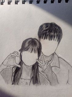 a pencil drawing of two people with their faces close to each other, one is holding his head in the other's hand