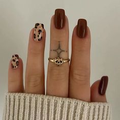 24pcs medium length leopard print fake nail Brown nail cow print press nail brightening fake nail Brown Cow Print Nails, Cow Print Nails, Western Nails, Brown Nail, Cow Nails, Nail Brown, Manicure Diy, Brown Fall, Manicure Kit