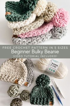 crochet pattern in sizes beginner bulky beanie