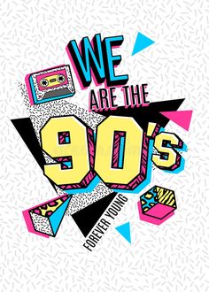 Poster in 80s-90s memphis style. stock illustration 90s Decorations, 90s Graphic Design, 90s Wallpaper, Yearbook Themes, 90s Design, School Poster