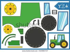 cut and glue farm tractor paper craft