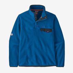 Patagonia Men's Lightweight Synchilla® Snap-T® Fleece Pullover Blue Fleece Sweatshirt For Outdoor Activities, Blue Sweatshirt With Kangaroo Pocket For Outdoor Activities, Blue Sweatshirt With Kangaroo Pocket For Outdoors, Blue Fleece Jacket With Pockets For Sports, Functional Fleece-lined Sweatshirt For Outdoor Activities, Blue Fleece-lined Sweatshirt For Outdoor, Blue Long Sleeve Fleece Jacket For Outdoor Activities, Blue Functional Outdoor Sweatshirt, Functional Blue Winter Tops