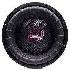 an image of a car speaker with the word b9 in pink and black on it