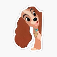 a sticker with an image of a woman's face and long brown hair