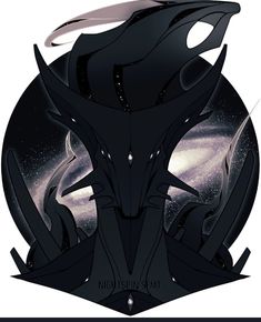 an image of a black creature with horns and stars in the sky behind it's head