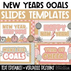 new year's goal slides templates for kids to use on their own project