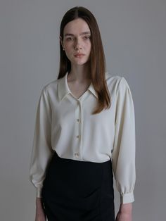 Composition : POLY 100Color : cream ivory, blackCountry of Origin : KOREA Collar Blouse, Top Blouse, Composition, Top Outfits, Cream, Collar, The Originals, Clothes For Women, Clothes