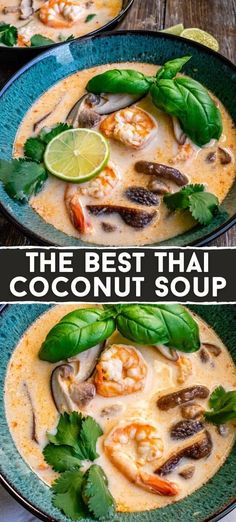 the best thai coconut soup with shrimp and basil