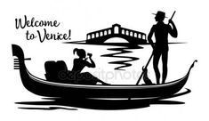 a man and woman in a boat with the words welcome to venice