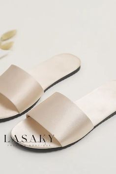 Lasaky - Luxurious Home Slippers with Elegant Silk Trim, Complementing Morning Robe Matching Robes, Luxurious Home, Home Slippers, House Slippers, Shoe Size Chart, Luxury Homes, Champagne, Slippers, Trim