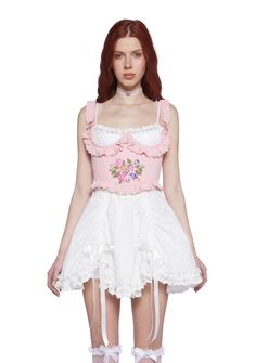 Sugar Thrillz Embroidered Floral Lace Undercut Corset Top - Pink – Dolls Kill Sugar Thrillz, Pink Doll, Corset Mini Dress, Underbust Corset, Crochet Shoes, New Dolls, Undercut, Fashion Shop, Shoes And Accessories