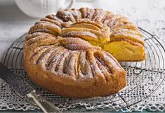 a bundt cake sitting on top of a cooling rack