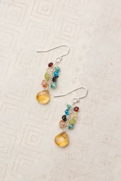 Infuse your wardrobe with the vibrant hues and endless possibilities of the Thrive Collection. This stunning piece boasts a colorful and versatile design that will elevate any outfit. Sterling Silver (Lead & Nickel Free) Citrine 1.25" with sterling silver ear wires We hand select our natural materials, thus there may be slight variations in color and/or size that will not detract from the overall aesthetic. Our unique handcrafted designer jewelry for women is made in America, each design created Rainbow Sterling Silver Jewelry With Ear Wire, Rainbow Sterling Silver Nickel-free Earrings, Multicolor Earrings With Gemstone Accents, Perfect As A Gift, Nickel-free Rainbow Sterling Silver Earrings, Rainbow Sterling Silver Earrings, Handmade Rainbow Sterling Silver Earrings, Rainbow Sterling Silver Dangle Jewelry, Multicolor Vibrant Jewelry With Ear Wire, Vibrant Drop Earrings Jewelry Gift