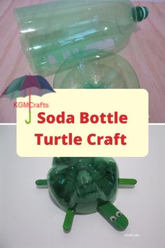 soda bottle turtle craft for kids with instructions to make it in the shape of a turtle