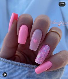 Baby Pink Nails, Nail Designs Valentines, Dipped Nails, Pretty Acrylic Nails, Short Acrylic Nails, Valentine's Day Nails