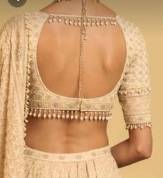 Blouse Designs With Tassels, Biscuit Colour Saree, Lahanga Blouse Design Latest, Latest Blouse Designs For Lehenga, Blouse Back Designs, Latest Blouse Neck Designs, Ethenic Wear, Tassels Designs, Latest Bridal Lehenga Designs