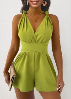 Color:Mustard Yellow;Size:XL;Size:XXL;Package Contents:1 X Romper;Occasion:Other;Style:Bohemian; Trendy Jumpsuit, Cocktail Wear, Yellow Ties, Casual Rompers, Romper Outfit, Sleeveless Rompers, Type Of Pants, Short Jumpsuit, Bottom Clothes