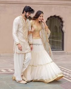 Colour Coordinated Mehndi Outfit Ideas of Bride & Groom We Love! | WeddingBazaar Abhinav Mishra, Mehndi Outfit, Coordinates Outfits, Mehendi Outfits, Couple Wedding Dress, Wedding Outfit Men