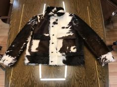 Spotted Cowhide Skin Jacket – Boho Living Room Cow Print Jacket, Hair Jacket, Metallic Cowhide Rug, Patchwork Cowhide Rug, Leather Waist Bag, Real Leather Bags, Natural Patterns, Leather Apron, Leather Duffle Bag