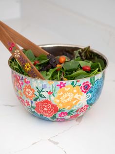 Stainless Steel Bowl, Large - Dusty Blue Flower-view 1 Colorful Kitchen Accessories, Colorful Boho Home, Celebration Plate, Colourful Living Room Decor, Ceramic Spoon Rest, Watercolor Floral Print, Stained Glass Window Hanging, Kitchen Dish Towel, Stainless Steel Bowl