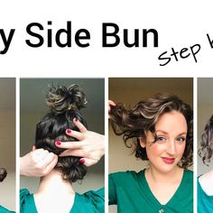 Healthy Curly Hair Tips, Curly Side Bun, Easy Curly Updo, Naturally Curly Updo, Healthy Curly Hair, Tie Not, Curly Bun Hairstyles, Side Bun