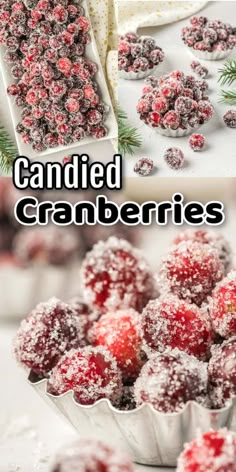 some cranberries are sitting in a bowl and on top of the other one