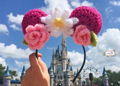 crochet flower mouse ears with the title, the cutest ears on earth