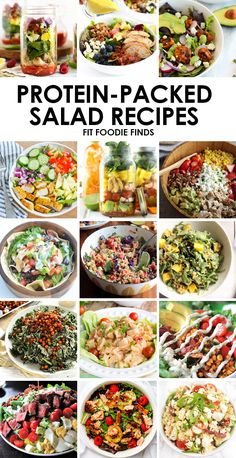 the cover of protein - packed salad recipes