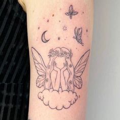 #tattooideas #tattoo #aesthetic #fairy #magic Small Chest Piece Tattoo Female, Toxic People Tattoo Ideas, Tattoos For Free Spirits, 30 Min Tattoos, Cool Places To Put Tattoos, Underrated Tattoos, Femme Tattoo Ideas, Linework Tattoos For Women, Modest Tattoos