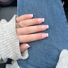 Square traditional french tips | Aesthetic nails Basic French Tip Nails Square, Square Round French Nails, French Rounded Square Nails, Rounded Square Acrylic Nails French Tips, Round Square French Tip Nails, Square Round French Tip Nails, Squavol French Tip Nails, French Tips Aesthetic, French Tip Nails Thick White