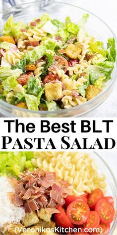 the best blt pasta salad is in two separate bowls