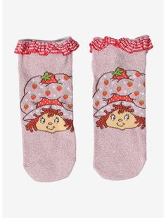 Strawberry Shortcake Plaid Ruffle No-Show Socks | Hot Topic Strawberry Shortcake Hot Topic, Evening Eye Makeup, Short Cake, Strawberry Shortcake Doll, Vintage Strawberry Shortcake, Vintage Strawberry, Girls Socks, Socks And Tights, No Show Socks