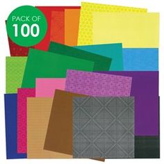 pack of 100 assorted colored paper with different patterns and colors on each one side