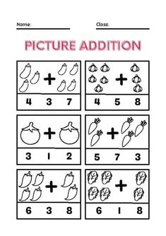 Kindergarten Math - Simple Addition and Subtraction Worksheets with pictures Teaching Addition First Grade, Addition Worksheets Kindergarten, Math Interventionist, Simple Subtraction, Kindergarten Math Worksheets Addition, Subtraction Kindergarten, Kindergarten Math Worksheets Free, Teaching Addition