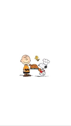 a charlie brown thanksgiving card with snoop and his dog