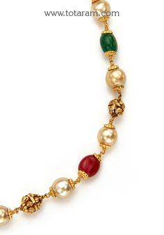 22 Karat Gold Necklace with Beads & South Sea Pearls 
   - 235-GN2219 - in 33.700 Grams for USD $1943.67. 
Made in India by Totaram Jewelers Online this product is in Gold - 22 Karat BIS Hallmark 916 KDM Gold  & is an excellent gift for Adult - Women. Ships fully insured with secured guaranteed delivery for free with your order over $250 from New Jersey USA & comes with 30 days exchange policy. 22k Gold Necklace, Necklace With Beads, South Seas, South Sea Pearls, Sea Pearls, Gifts For Adults, 22k Gold, Cultured Pearls, Gold Necklace