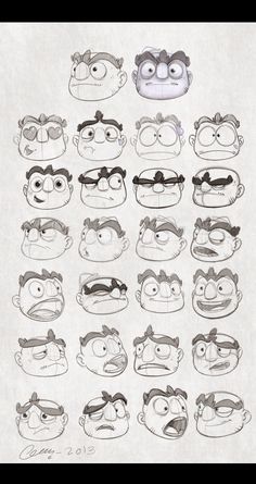 an image of cartoon faces drawn in pencil