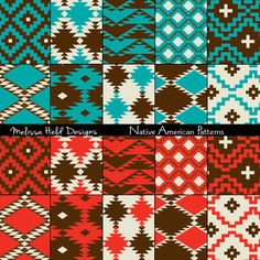 native american patterns in red, brown and turquoise colors are featured on the cover of this book