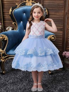 Blue Flower Girl, Dresses Light Blue, Flower Girl Dresses Blue, Purple Blush, Cheap Party Dresses, Girls Sundress, Festival Birthday, Infant Flower Girl Dress, Kids Party Dresses